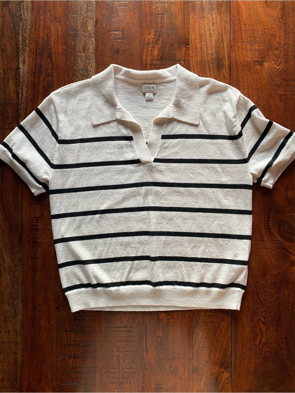 J. Crew White Polo Sweater with Black Stripes